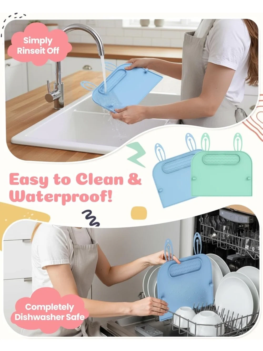 Captainbear new silicone placemat highchair new set of 4 baby , toddler